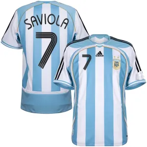 Maillot Domicile Rétro Argentine SAVIOLA 2006 Bleu Blanc