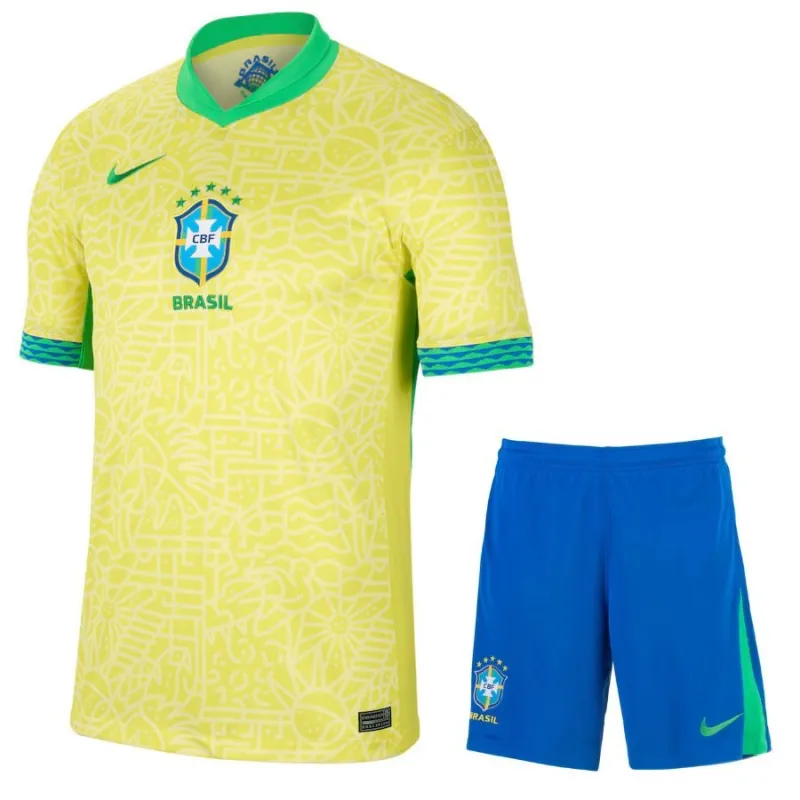Set di maglia di casa del Brasile 2024/25 - Versione per bambini tifosi (Giallo)