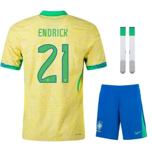 ENDRICK Brazil 2024/25 Home Kids Fan Edition Kit - Yellow