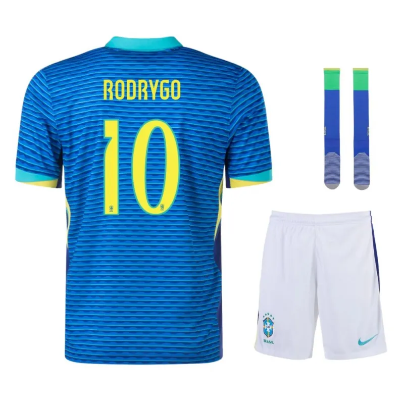 RODRIGO Brasile 2024/25 Trasferta Bambino Set Tifoso - Blu