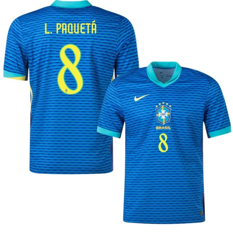 Paquetá, Maillot d'extérieur du Brésil 2024/25, Version pour les supporters, Bleu