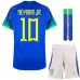 Neymar JR, Maglia dei tifosi bambini della squadra del Brasile per la Coppa del mondo 2022 (Maglia fuori casa, Blu)