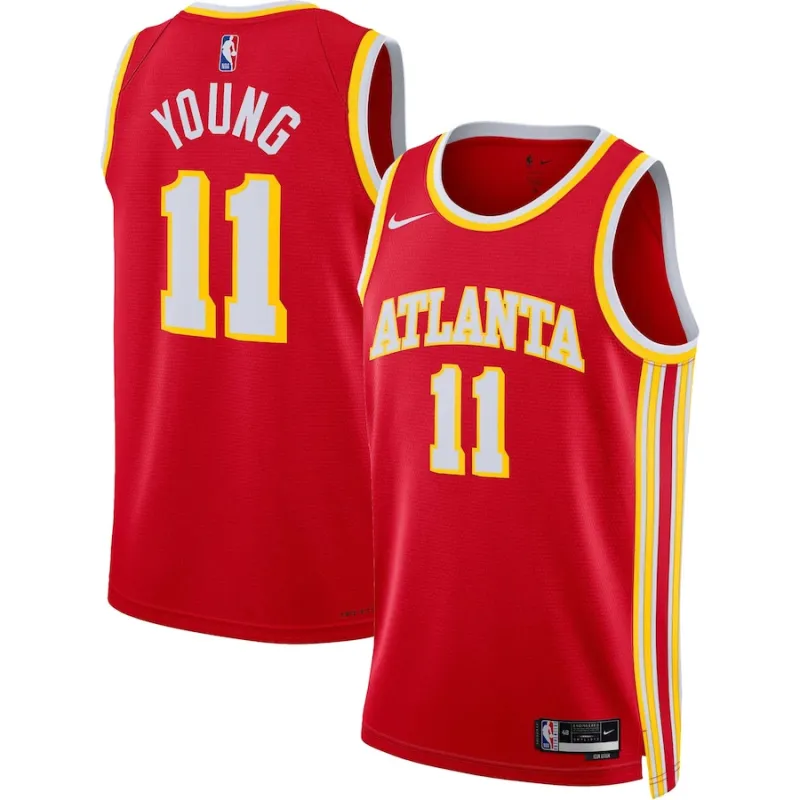Trae Young, Maglia Swingman unisex degli Atlanta Hawks - Edizione Icona - Rosso