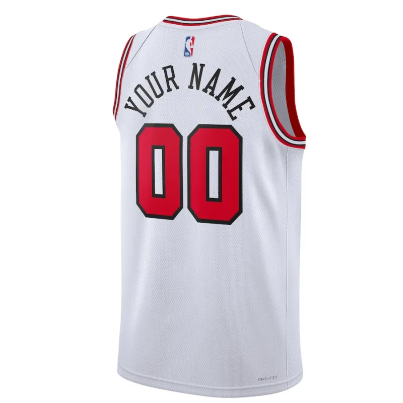 Maillot personnalisé Swingman unisexe des Chicago Bulls - Édition Association - Blanc