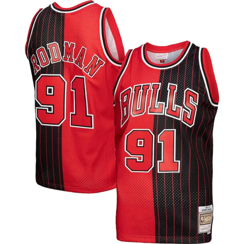 Dennis Rodman Chicago Bulls Mitchell & Ness Big & Tall Hardwood Classics 1995/96 Split Swingman Jersey