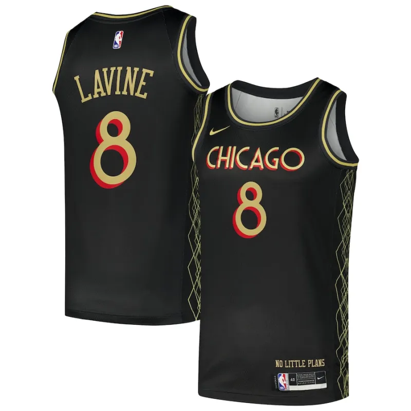 Zach LaVine Camiseta del jugador Swingman Nike de los Chicago Bulls - Edición Ciudad - Negro