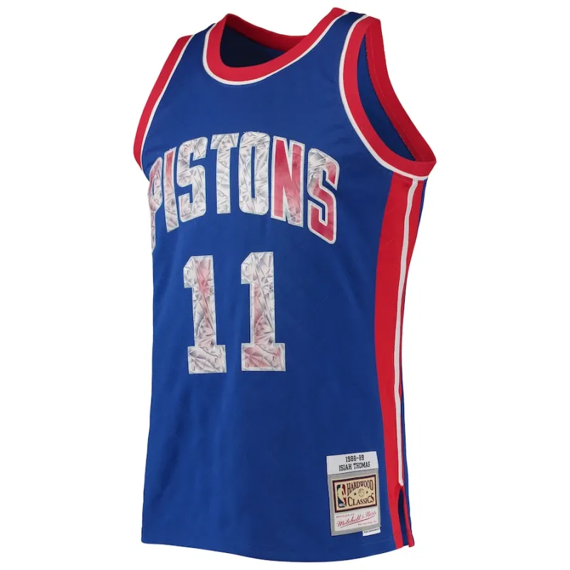 Camiseta Isiah Thomas Detroit Pistons Mitchell & Ness 1988/89 Classic NBA 75º Aniversario Diamond Edition