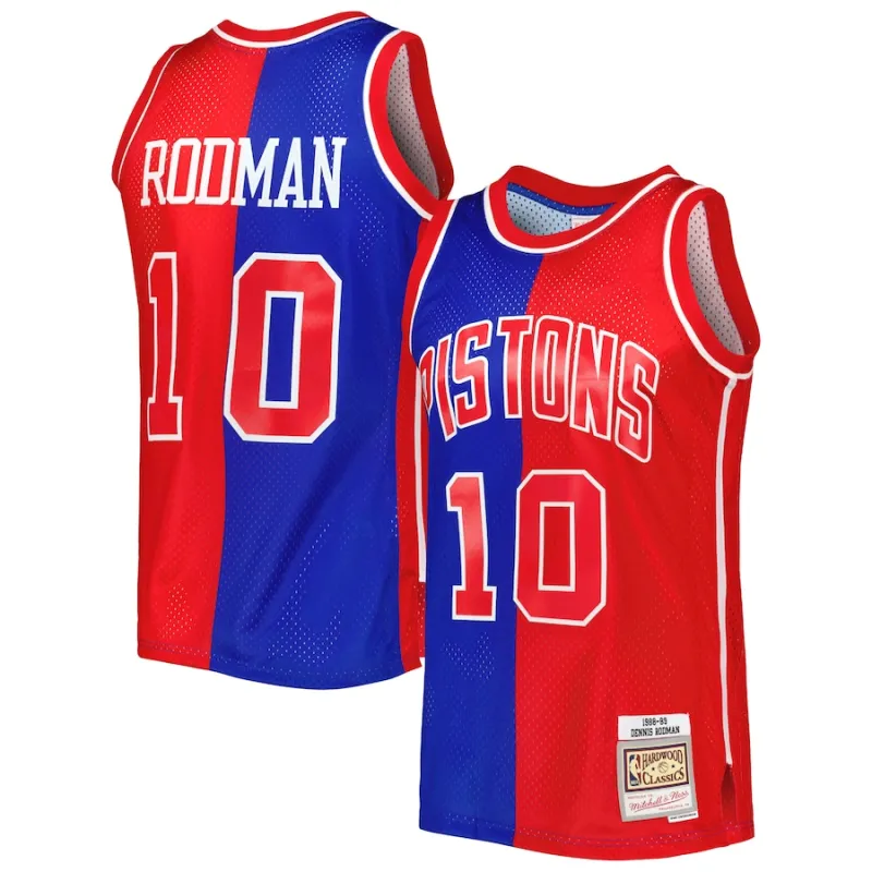 Dennis Rodman Detroit Pistons Mitchell & Ness Hardwood Classics 1988/89 Split Swingman Jersey