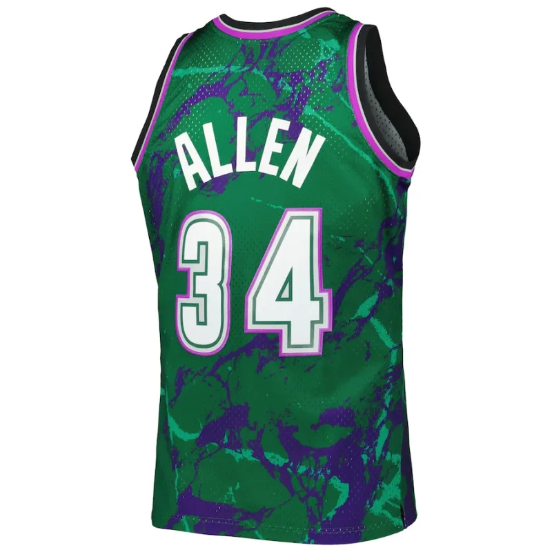 Ray Allen, Maglia Swingman di marmo classico 1996/97 di Mitchell & Ness dei Milwaukee Bucks - Verde