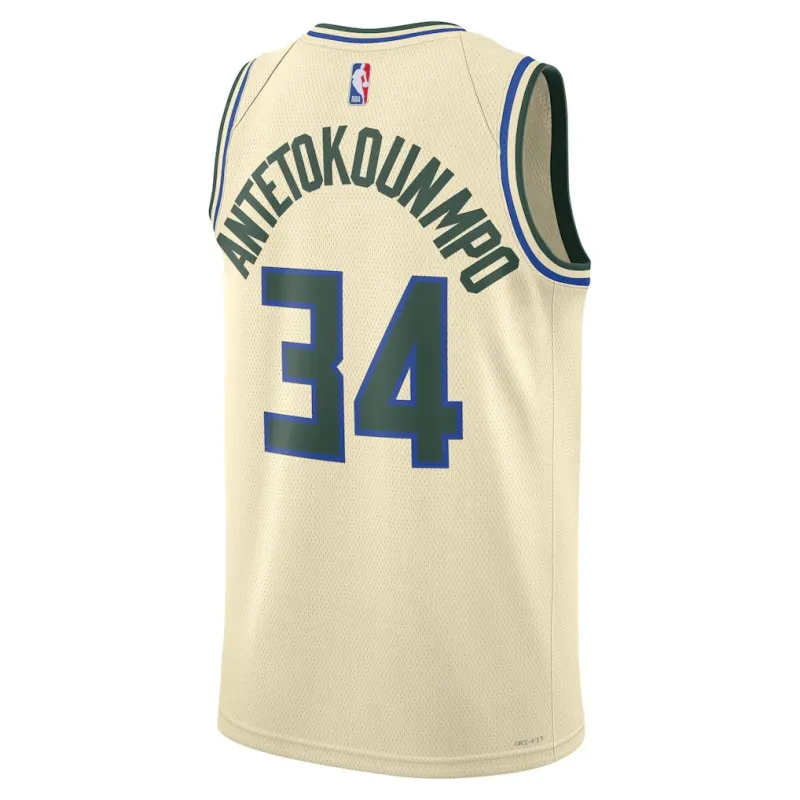 Milwaukee Bucks Giannis Antetokounmpo 2025/26 Maillot - Édition Ville - Crème