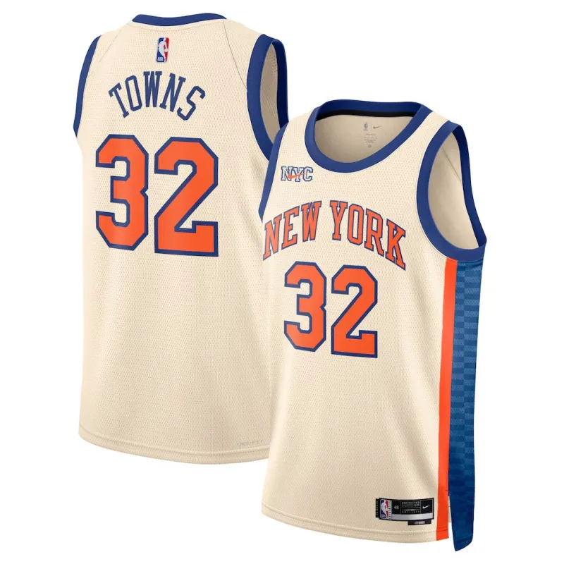 Camiseta City Edition Swingman crema New York Knicks Karl-Anthony Towns 2025/26