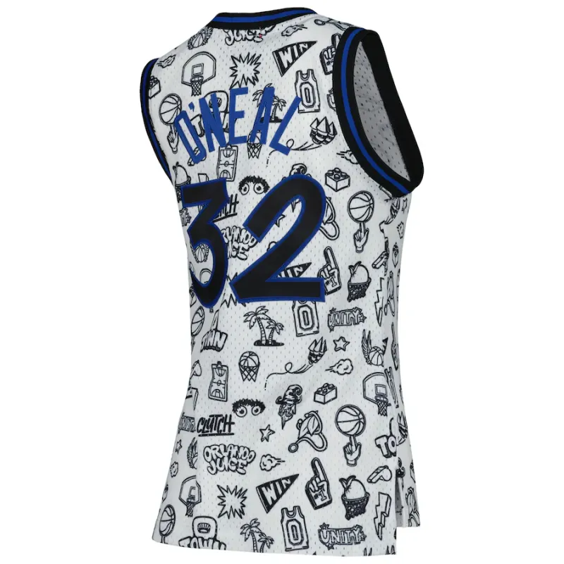 Shaquille O'Neal, Orlando Magic Mitchell & Ness Women's 1994 Doodle Swingman Jersey - White