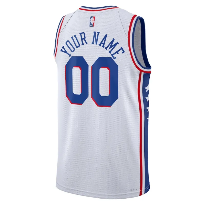 Philadelphia 76ers Camiseta personalizada Swingman unisex de la temporada 2022/23 - Edición de la Asociación - Blanco