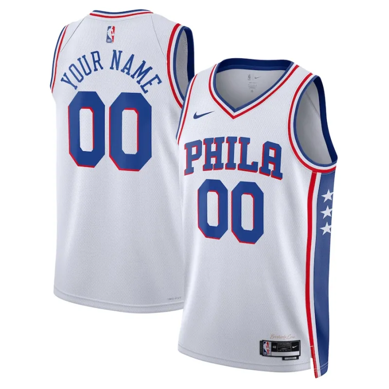 Philadelphia 76ers Camiseta personalizada Swingman unisex de la temporada 2022/23 - Edición de la Asociación - Blanco