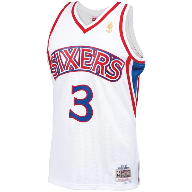 Allen Iverson Philadelphia 76ers Mitchell & Ness Maillot Swingman de l'Édition Classique 1996/1997 - Blanc