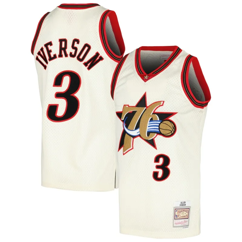 Allen Iverson Philadelphia 76ers Mitchell & Ness Swingman Jersey - Cream Color