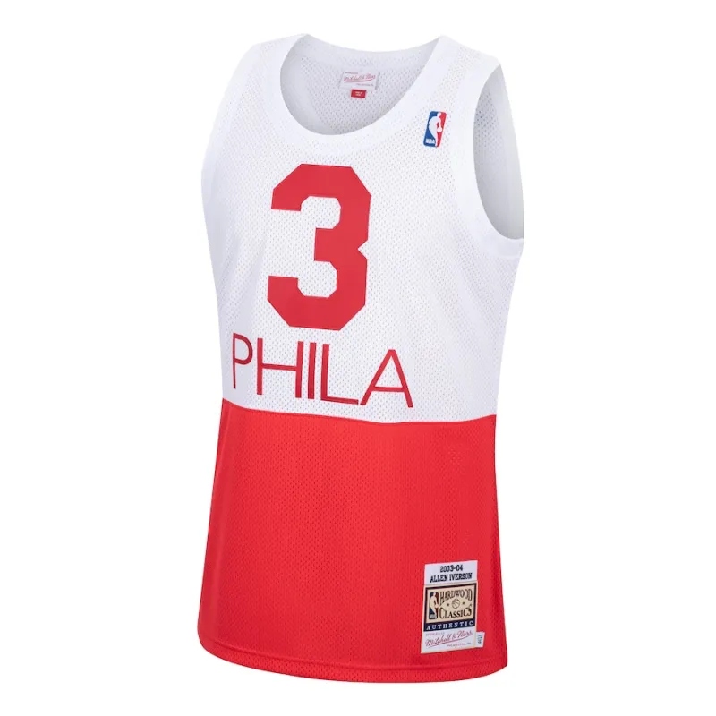 Allen Iverson Philadelphia 76ers Mitchell & Ness 2003/2004 Hardwood Classics Echtes Jersey - Weiß
