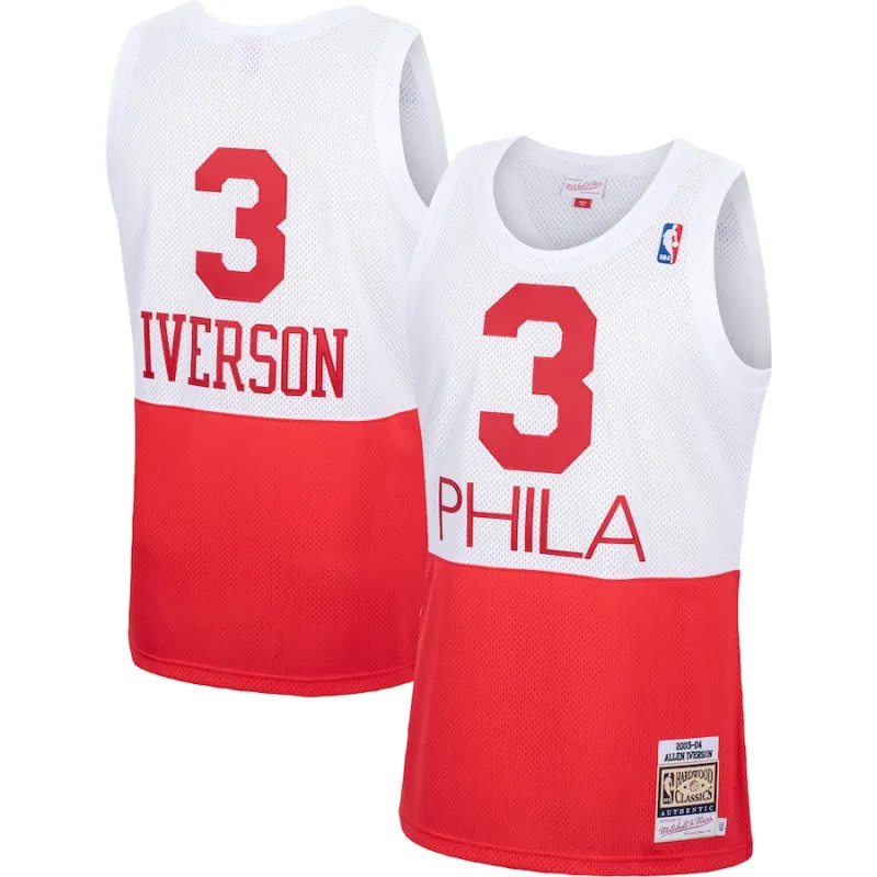Allen Iverson Philadelphia 76ers Mitchell & Ness 2003/2004 Hardwood Classics Echtes Jersey - Weiß
