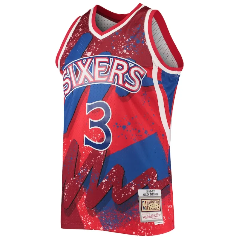 Allen Iverson Philadelphia 76ers Mitchell & Ness Camiseta Swingman Hyper Hoops de las Clásicas Hardwood 1996/1997 - Rojo