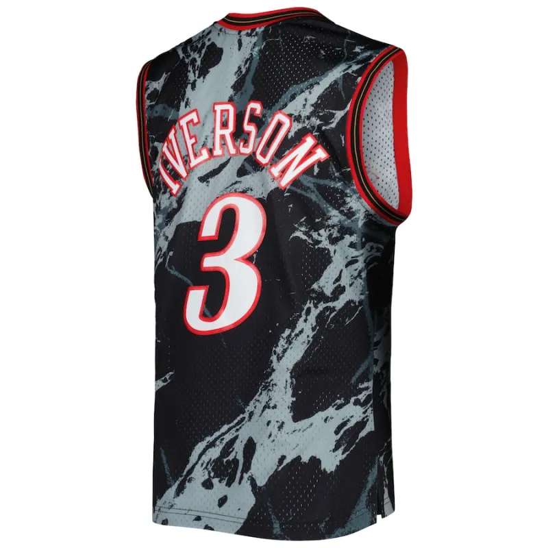 Allen Iverson Philadelphia 76ers Mitchell & Ness 2000/2001 Hardwood Classics Marble Swingman Jersey - Schwarz