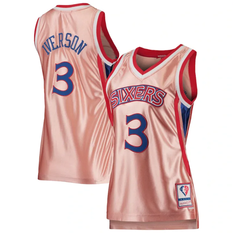 Allen Iverson Philadelphia 76ers Mitchell & Ness Damen 75. Jahrestag Rose Gold 1996 Swingman Jersey - Pink