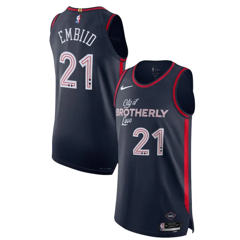 Joel Embiid Philadelphia 76ers Maglia di Replica - Edizione Città - Blu Marinaio
