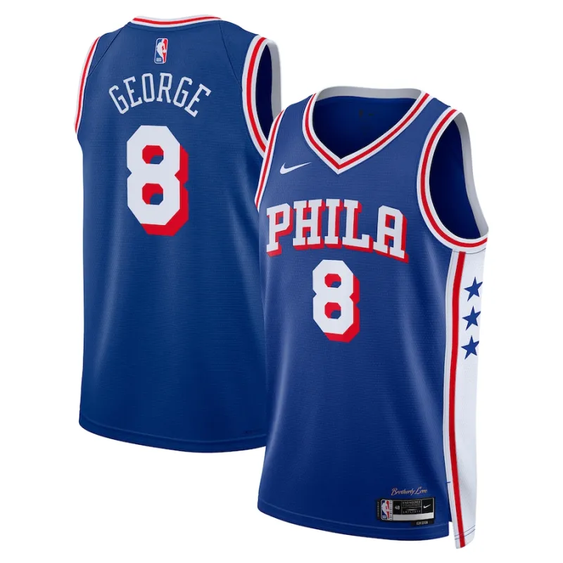 Paul George Philadelphia 76ers Maglia Swingman di Aggiunta nell'Offseason 2024 Unisex - Blu Reale
