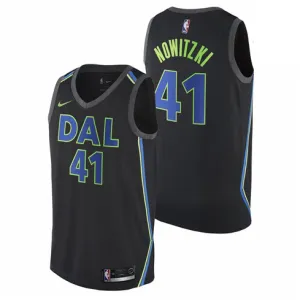 Dirk Nowitzki maglia City Edition nera Dallas Mavericks