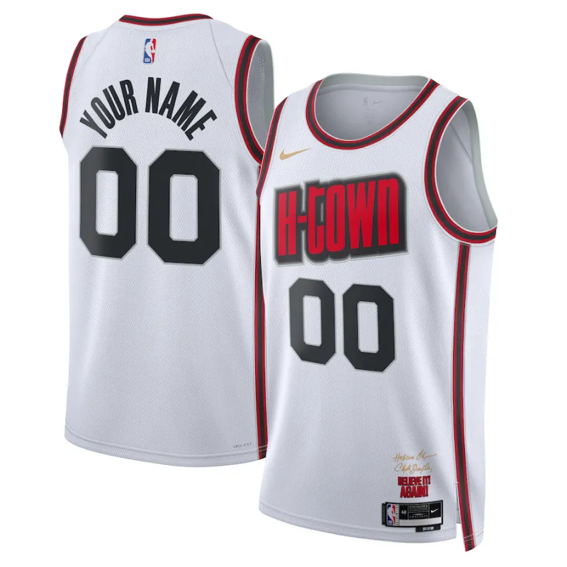 Houston Rockets, Camiseta personalizada unisex 2024/25, Edición City, Blanco
