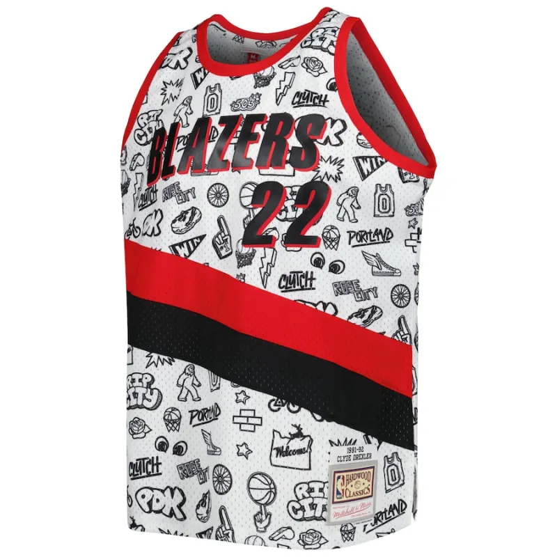 Clyde Drexler, Portland Trail Blazers, 1991/92, Weiß