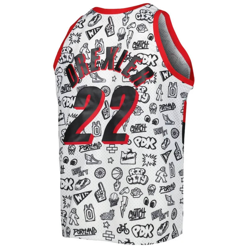 Clyde Drexler, Portland Trail Blazers, 1991/92, Weiß