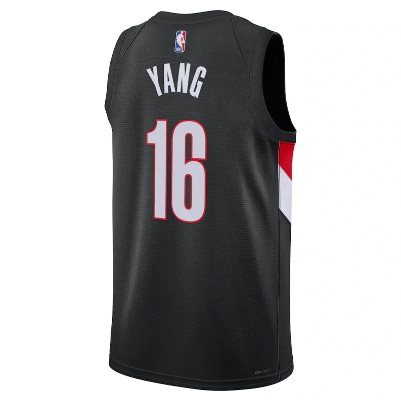 Maglia Swingman dei Portland Trail Blazers Yang Hansen - Edizione Icona - Nera