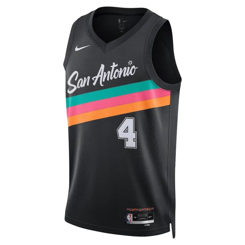 San Antonio Spurs De'Aaron Fox 2025/26 Maglia Unisex - Edizione Città - Nero