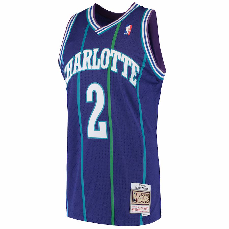Maillot Larry Johnson Charlotte Hornets 1994/95 Mitchell & Ness Hardwood Classics
