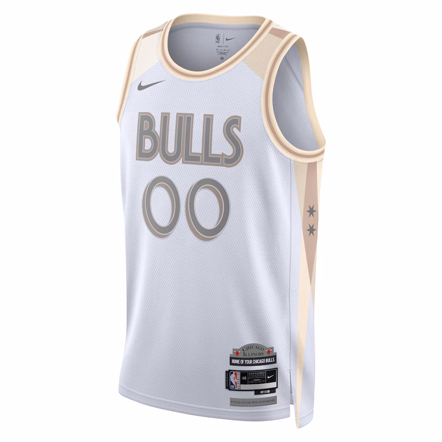 Camiseta Swingman personalizada unisex de los Chicago Bulls para la temporada 2024/25 - Edición Ciudad - Blanco