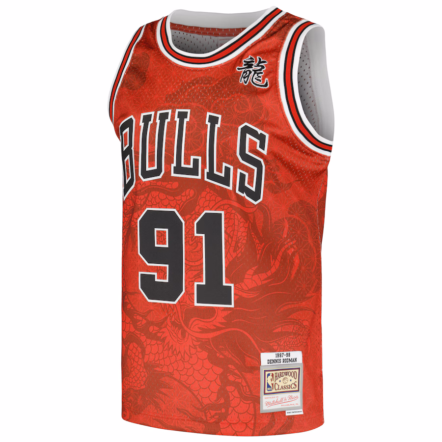 Dennis Rodman Chicago Bulls Mitchell & Ness 1997/98 Hardwood Classics Asian Heritage 6.0 Swingman Retro Jersey