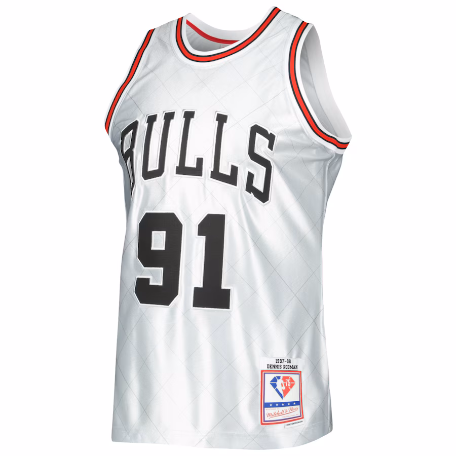 Maillot Dennis Rodman Chicago Bulls Mitchell & Ness 1997/98 Classic 75e Anniversaire Swingman - Platine