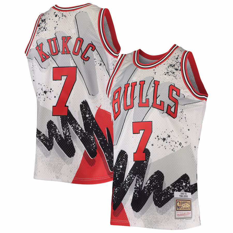 Toni Kukoč Chicago Bulls Mitchell & Ness Hardwood Classics 1995/96 Hyper Hoops Swingman Jersey - White