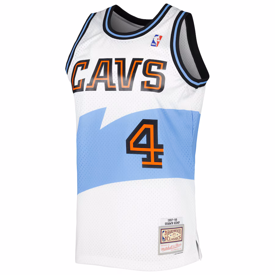 Shawn Kemp Maglia Swingman Hardwood Classics Mitchell & Ness dei Cleveland Cavaliers - Bianco