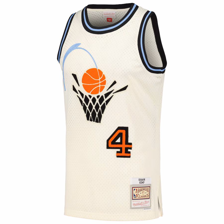 Shawn Kemp Cleveland Cavaliers Mitchell & Ness Chain Stitch Swingman Jersey - Cream Color