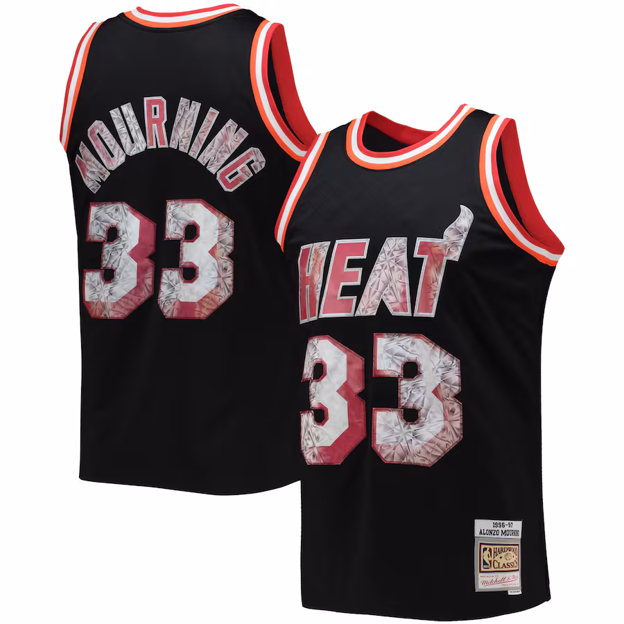 Alonzo Mourning Miami Heat Mitchell & Ness 1996/97 Hardwood Classics NBA 75th Anniversary Diamond Swingman Jersey