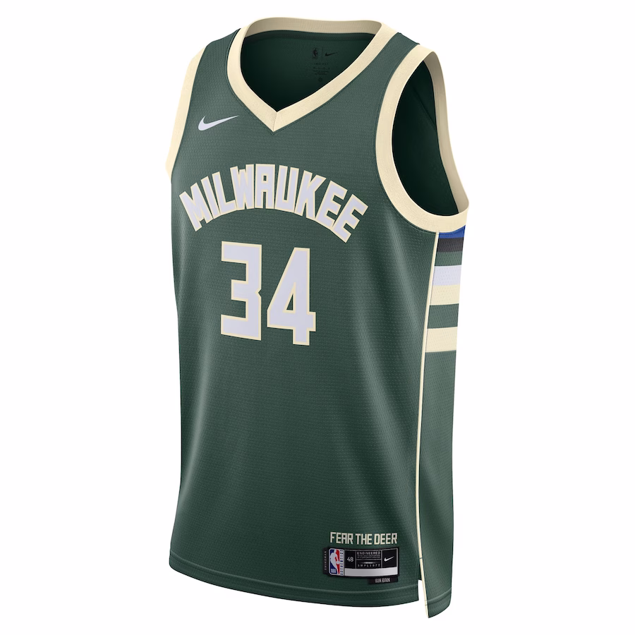Giannis Antetokounmpo, Milwaukee Bucks Unisex Swingman-Trikot - Icon-Edition - Jägergrün