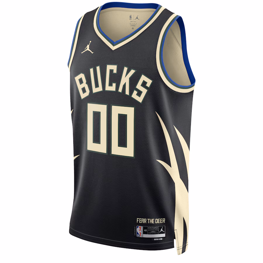 Milwaukee Bucks Jordan Brand Maillot Swingman personnalisé unisexe pour la saison 2022/23 - Édition Déclaration - Noir