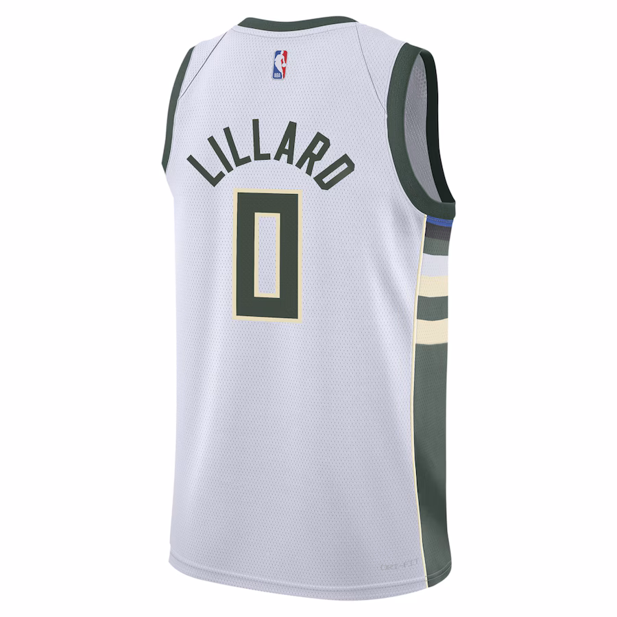 Damian Lillard, Milwaukee Bucks Jugend Swingman-Trikot - Association-Edition - Weiß