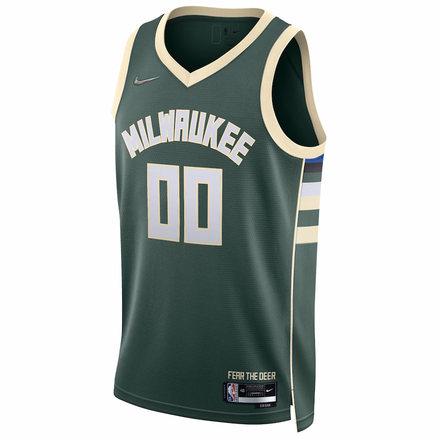 Maglia personalizzata Diamond Swingman dei Milwaukee Bucks per 2021/22 - Edizione Icona - Verde cacciatore