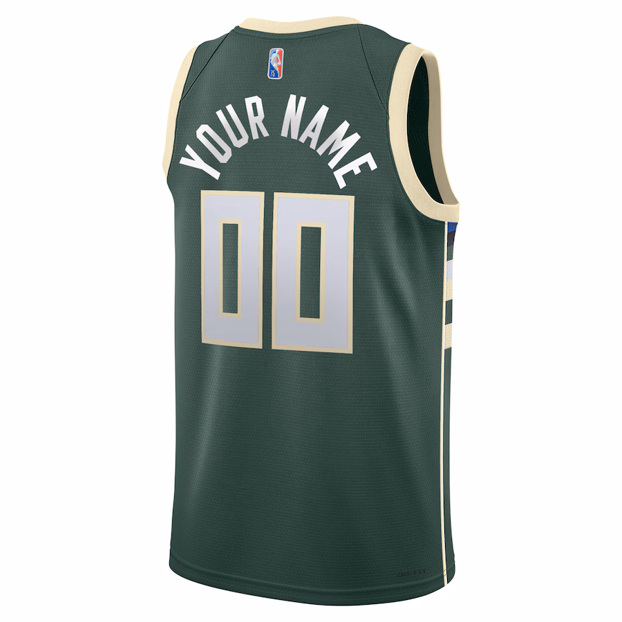 Maglia personalizzata Diamond Swingman dei Milwaukee Bucks per 2021/22 - Edizione Icona - Verde cacciatore