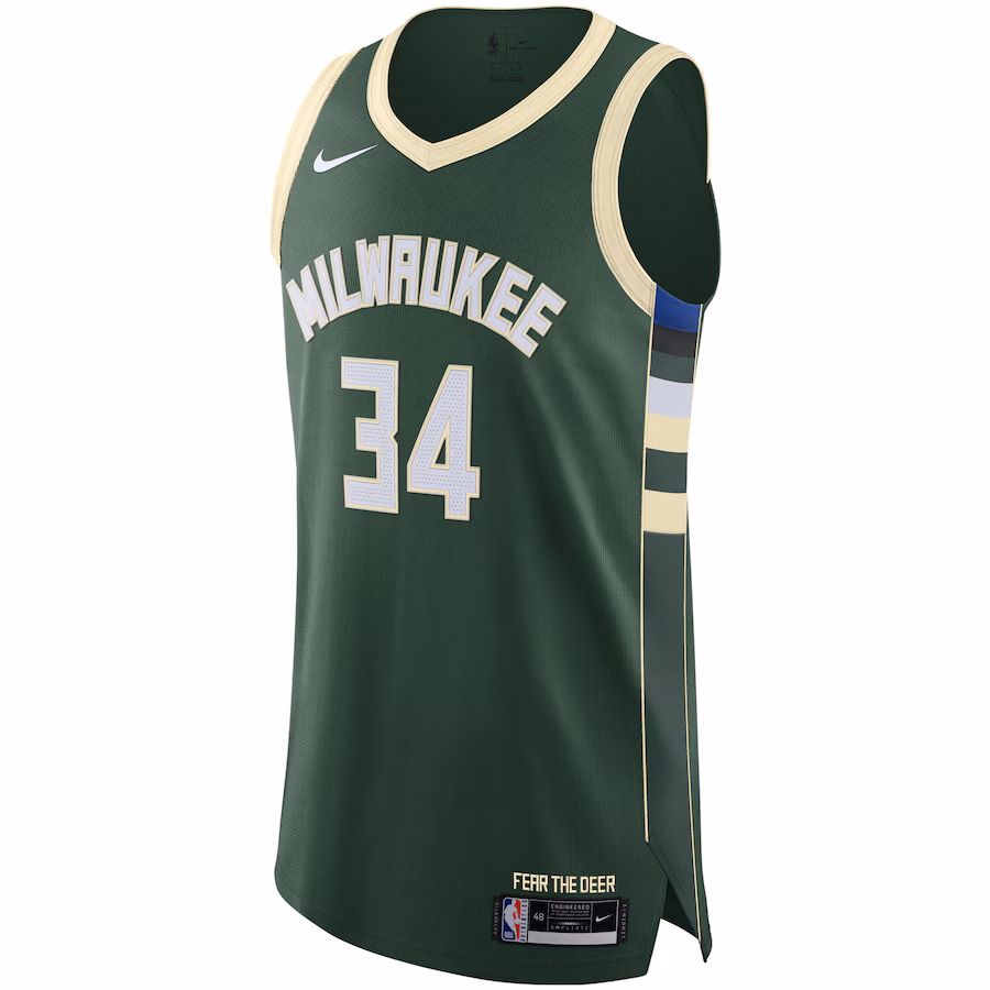 Giannis Antetokounmpo, Maillot authentique des Milwaukee Bucks - Édition Icône - Vert chasseur