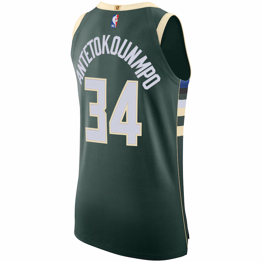 Giannis Antetokounmpo, Maillot authentique des Milwaukee Bucks - Édition Icône - Vert chasseur