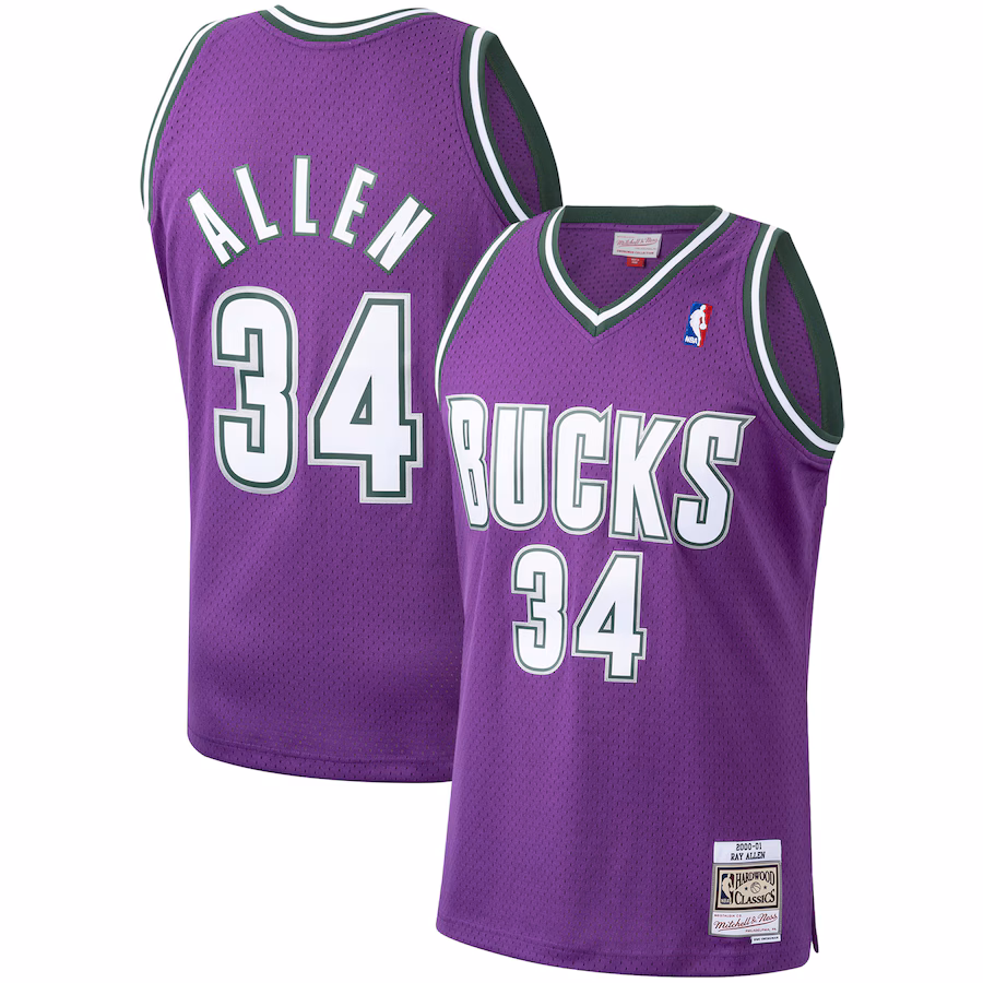Ray Allen, Milwaukee Bucks Mitchell & Ness 2000/01 Hardwood Classics Swingman Jersey - Purple