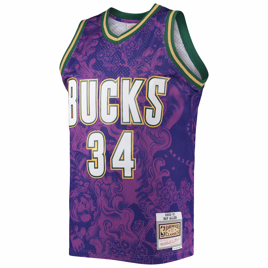 Ray Allen, Maillot de la version pour les fans de la Fête du Nouvel An lunaire 2000/01 des Hardwood Classics de Mitchell & Ness des Milwaukee Bucks - Violet